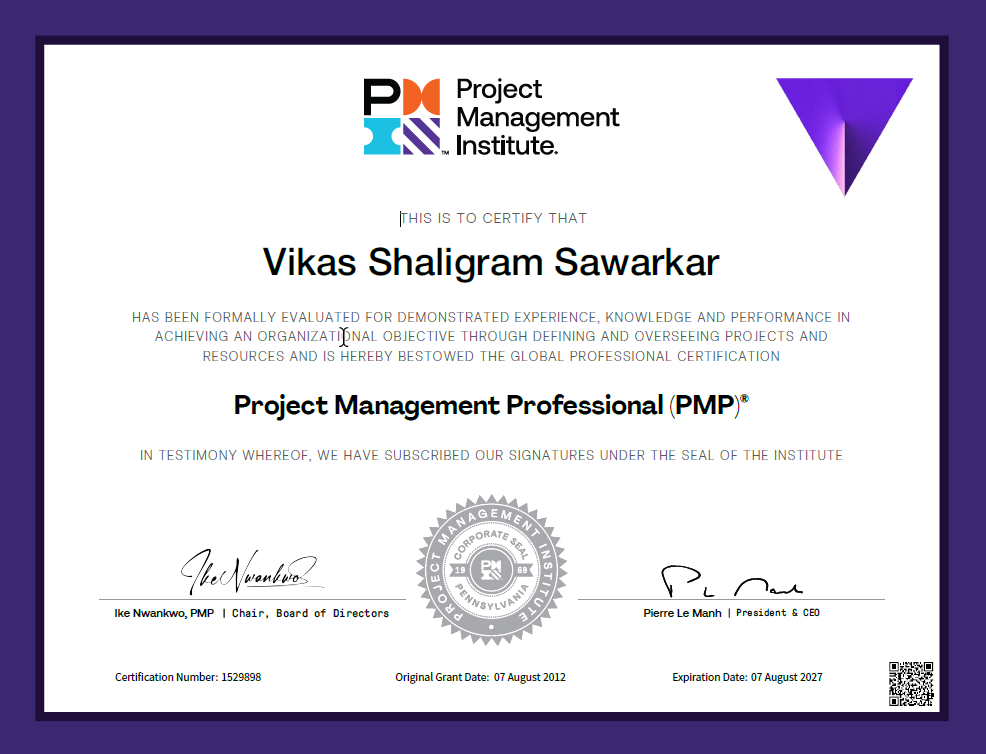 PMP Certification 1529898 2024 2027 2